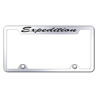 Autogold® - Truck Chrome License Plate Frame with Script Laser Etched Expedition Logo