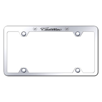 Autogold® - Wide Body License Plate Frame with Laser Etched Cadillac Logo and Dual Emblem