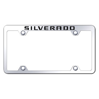 Autogold® - Wide Body Chrome License Plate Frame with Laser Etched Silverado Logo
