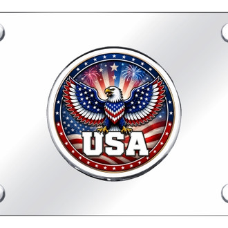 Autogold® - Chrome License Plate with 3D USA Eagle Logo