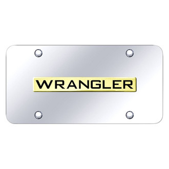 Autogold® - Chrome License Plate with 3D Gold Wrangler Logo