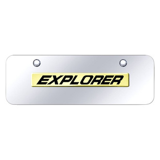 Autogold® - Chrome Mini Size License Plate with 3D Gold Explorer Logo