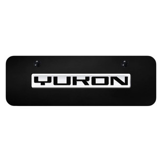 Autogold® - Black Mini Size License Plate with 3D Chrome Yukon Logo