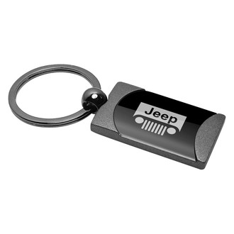 Autogold® - Jeep Grille Gun Metal Two-Tone Rectangular Key Chain