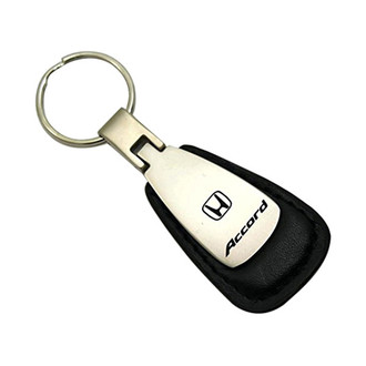 Autogold® - Accord Black Leather Teardrop Key Chain