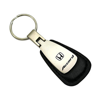 Autogold® - Acura Black Leather Teardrop Key Chain