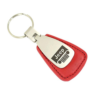 Autogold® - Jeep Grille Red Leather Teardrop Key Chain