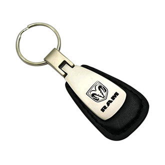 Autogold® - Ram Black Leather Teardrop Key Chain