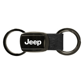 Autogold® - Jeep Gun Metal Double Valet Leather Key Chain