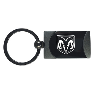 Autogold® - Ram Head Logo Gun Metal Two-Tone Rectangular Key Chain
