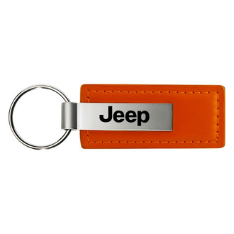 Autogold® - Jeep Logo Orange Leather Key Chain