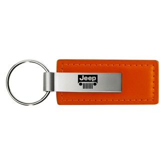 Autogold® - Jeep Grill Logo Orange Leather Key Chain