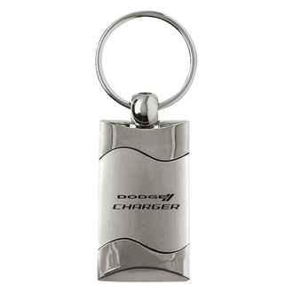 Autogold® - Charger Satin-Chrome Rectangular Wave Key Chain
