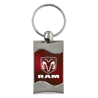 Autogold® - Ram Logo Burgundy Rectangular Wave Key Chain