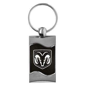 Autogold® - Ram Head Logo Black Rectangular Wave Key Chain