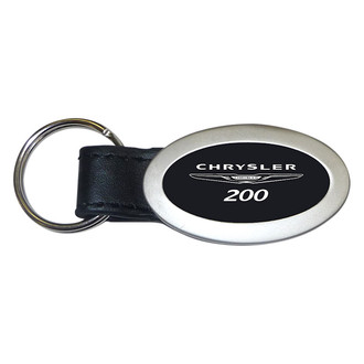 Autogold® - Chrysler 200 Black Oval Leather Key Chain