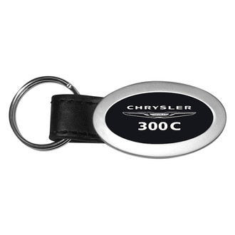 Autogold® - Chrysler 300C Black Oval Leather Key Chain