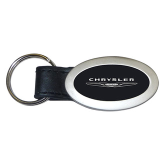 Autogold® - Chrysler Black Oval Leather Key Chain