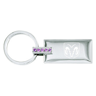 Autogold® - Ram Head Logo Jeweled Pink Rectangular Key Chain