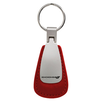 Autogold® - Dodge Stripe Red Leather Teardrop Key Chain