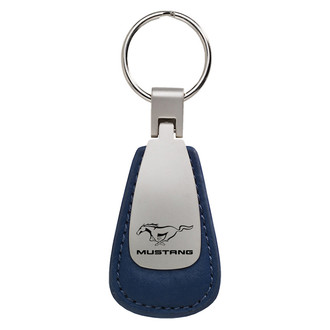 Autogold® - Mustang Blue Leather Teardrop Key Chain