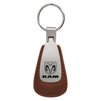 Autogold® - Ram Brown Leather Teardrop Key Chain