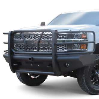 Back Road® - Pipe Force Series Full Width Black Powder Coated Front HD Bumper with Full Grille Guard