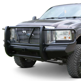 Back Road® - Pipe Force Series Full Width Black Powder Coated Front HD Bumper with Full Grille Guard
