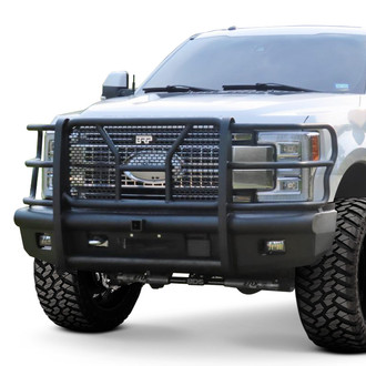 Back Road® - Pipe Force Series Full Width Black Powder Coated Front HD Bumper with Full Grille Guard