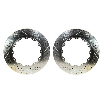 Baer® - Replacement Drilled and Slotted 2-Piece Front Driver and Passenger Side Brake Rotor Ring Set for ES+2 Brake Systems