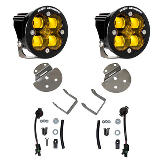 Baja Designs® - Fog Light Location Mounted Squadron SAE™ 3.1" 2x22W Square Wide Cornering Beam Amber LED Light Kit