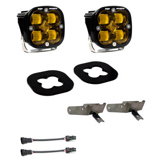 Baja Designs® - Fog Light Location Mounted Squadron SAE™ 3.1" 2x22W Square Wide Cornering Beam Amber LED Light Kit