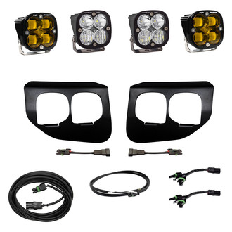 Baja Designs® - Fog Light Location Mounted Squadron Pro™ and Squadron SAE™ 3" 2x40W/2x22W Square Driving/Combo Beam White/Amber LED Light Kit, with Upfitter