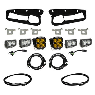 Baja Designs® - Fog Light Location Mounted Squadron SAE™ and S2 Sport™ 3" 2x22W/4x12W Square Driving/Combo Beam Amber/White LED Light Kit, with Upfitter