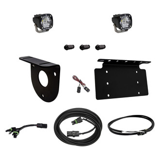 Baja Designs® - Reverse Mounted S1™ 2x20W Square Wide Cornering Beam LED Light Kit, with License Plate and Upfitter