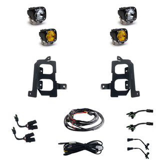 Baja Designs® - Fog Light Location Mounted S1™ 2.1" 4x20W Square Spot Beam White/Amber LED Light Kit