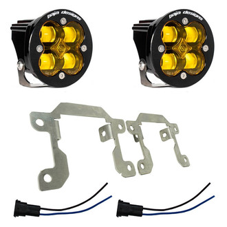 Baja Designs® - Fog Light Location Mounted Squadron SAE™ 3.07" 2x22W Round Wide Cornering Beam Amber LED Light Kit