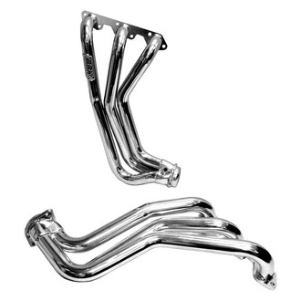 BBK® - CNC Series™ Steel Silver Ceramic Coated Long Tube Exhaust Headers with Catted Y-Pipe