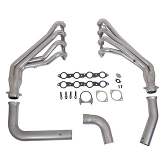 BBK® - CNC Series™ Steel Silver Ceramic Coated Long Tube Exhaust Headers with Catted Y-Pipe