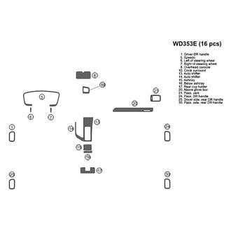 B&I® - 2D Black Brown Factory Match Full Dash Kit (16 Pcs)