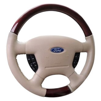 B&I® - Premium Design Black Leather Steering Wheel with Black Carbon Grip Steering Wheel