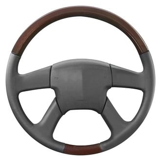 B&I® - Premium Design Black Leather Steering Wheel with Black Carbon Grip Steering Wheel