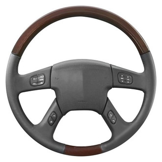 B&I® - Premium Design Gray Leather Steering Wheel with Black Carbon Grip Steering Wheel