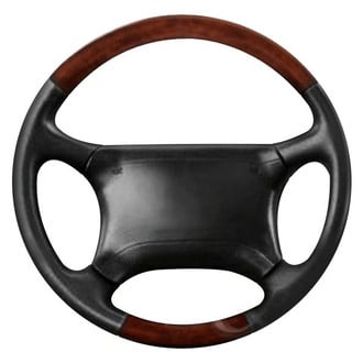 B&I® - Premium Design Black Leather Steering Wheel with Black Carbon Grip Steering Wheel