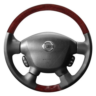 B&I® - Premium Design Black Leather Steering Wheel with Black Carbon Grip Steering Wheel