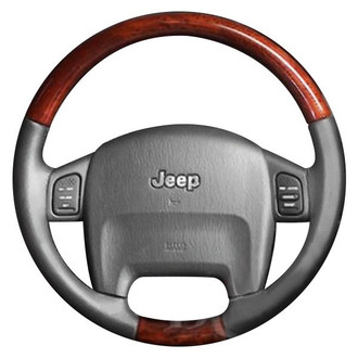 B&I® - Premium Design Black Leather Steering Wheel with Black Carbon Grip Steering Wheel