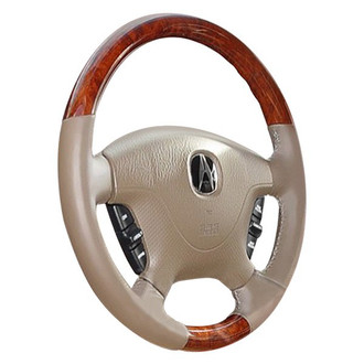 B&I® - Premium Design Brown Leather Steering Wheel with Factory Match (Brown Walnut) Grip Steering Wheel