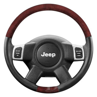 B&I® - Premium Design Black Leather Steering Wheel with Black Carbon Grip Steering Wheel