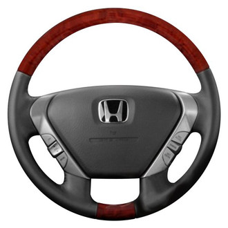 B&I® - Premium Design Black Leather Steering Wheel with Black Carbon Grip Steering Wheel