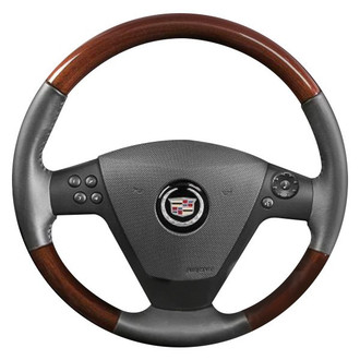 B&I® - Premium Design Black Leather Steering Wheel with Black Carbon Grip Steering Wheel